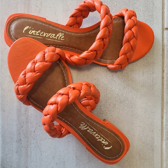 L'INTERVALLE Shoes - L'Intervalle Carnation Orange Leather Flat Sandal Size (Eu 39)